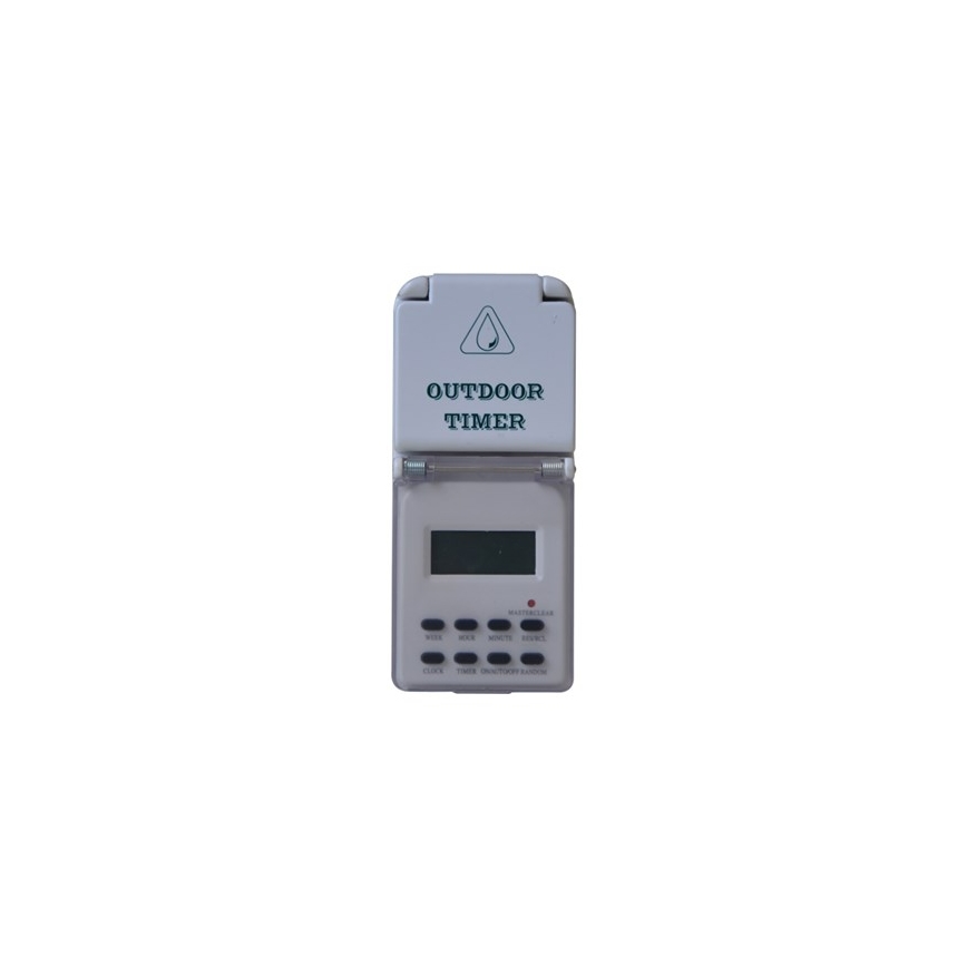 Kültéri digitális heti időkapcsoló 16A/230V IP44 200 mAh