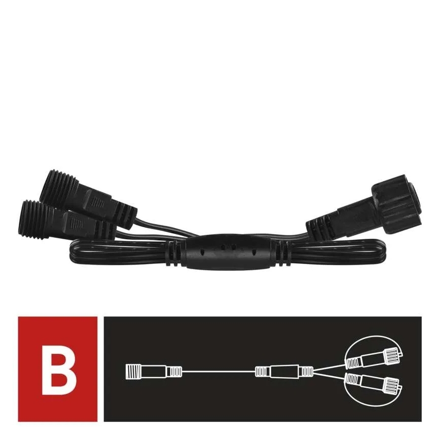 Kültéri elosztó kábel fényfüzérekhez, 0,5 m, IP44