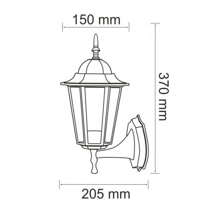 Kültéri fali lámpa 1xE27/20W/230V IP43 fekete