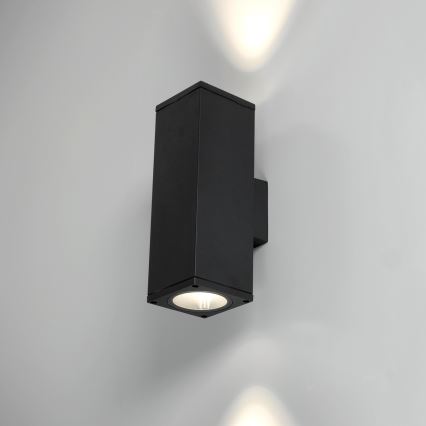 Kültéri fali lámpa 2xGU10/35W/230V IP54 szögletes fekete