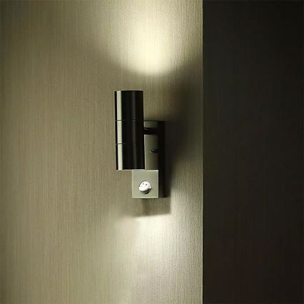 Kültéri fali lámpa érzékelővel 2xGU10/35W/230V IP44
