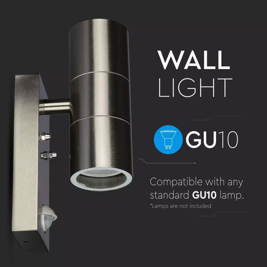 Kültéri fali lámpa érzékelővel 2xGU10/35W/230V IP44
