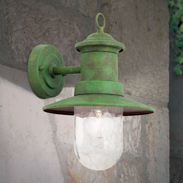 Kültéri fali lámpa LEONIE 1xE27/60W/230V IP44 zöld