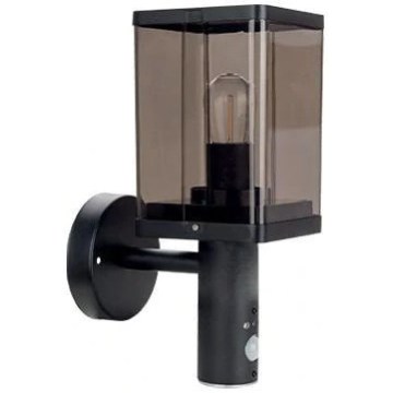 Kültéri fali lámpa mozgás- és alkonykapcsolóval 1xE27/60W/230V IP44 fekete/füstbarna