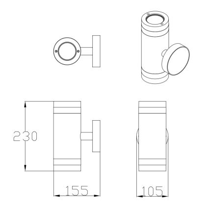 Kültéri fali lámpa RINO 2xGU10/12W/230V IP54 fekete