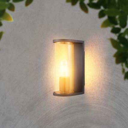 Kültéri fali lámpatest 1xE27/60W/230V IP44 fekete/füstüveg
