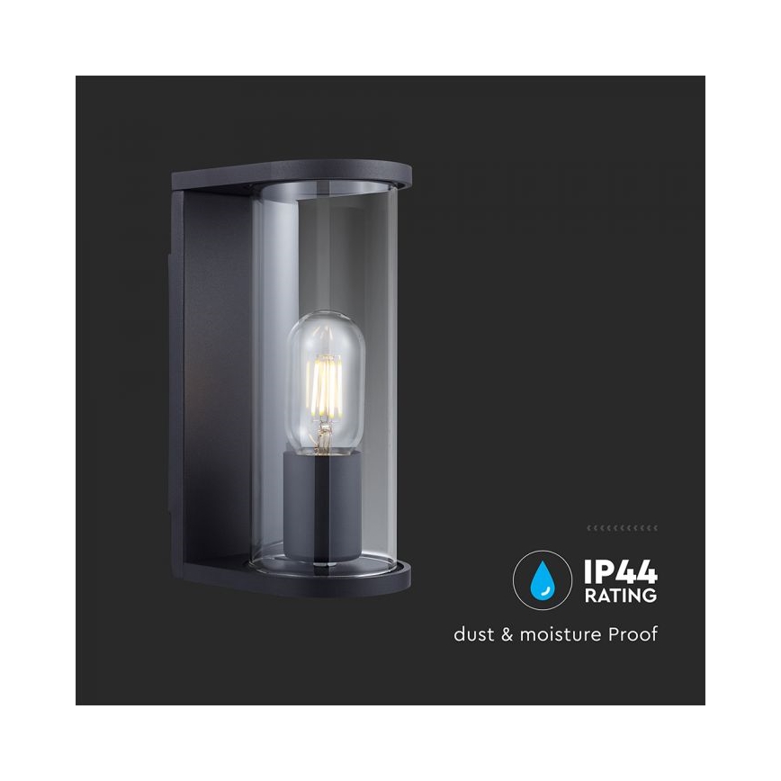 Kültéri fali lámpatest 1xE27/60W/230V IP44 fekete/füstüveg