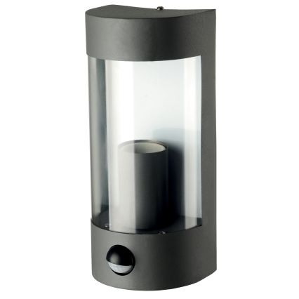 Kültéri fali lámpatest mozgásérzékelővel 1xE27/15W/230V IP44 fekete