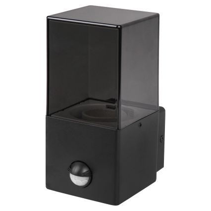 Kültéri fali lámpa mozgás- és alkonykapcsolóval 1xE27/40W/230V IP44 fekete/füstszínű