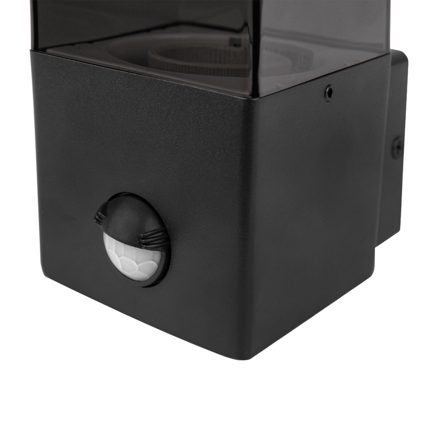 Kültéri fali lámpa mozgás- és alkonykapcsolóval 1xE27/40W/230V IP44 fekete/füstszínű