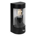 Kültéri fali lámpatest mozgásérzékelővel 1xE27/15W/230V IP44 fekete