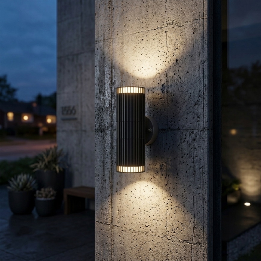 Kültéri fali spotlámpa LANTHEA 2xGU10/11W/230V IP44 fekete