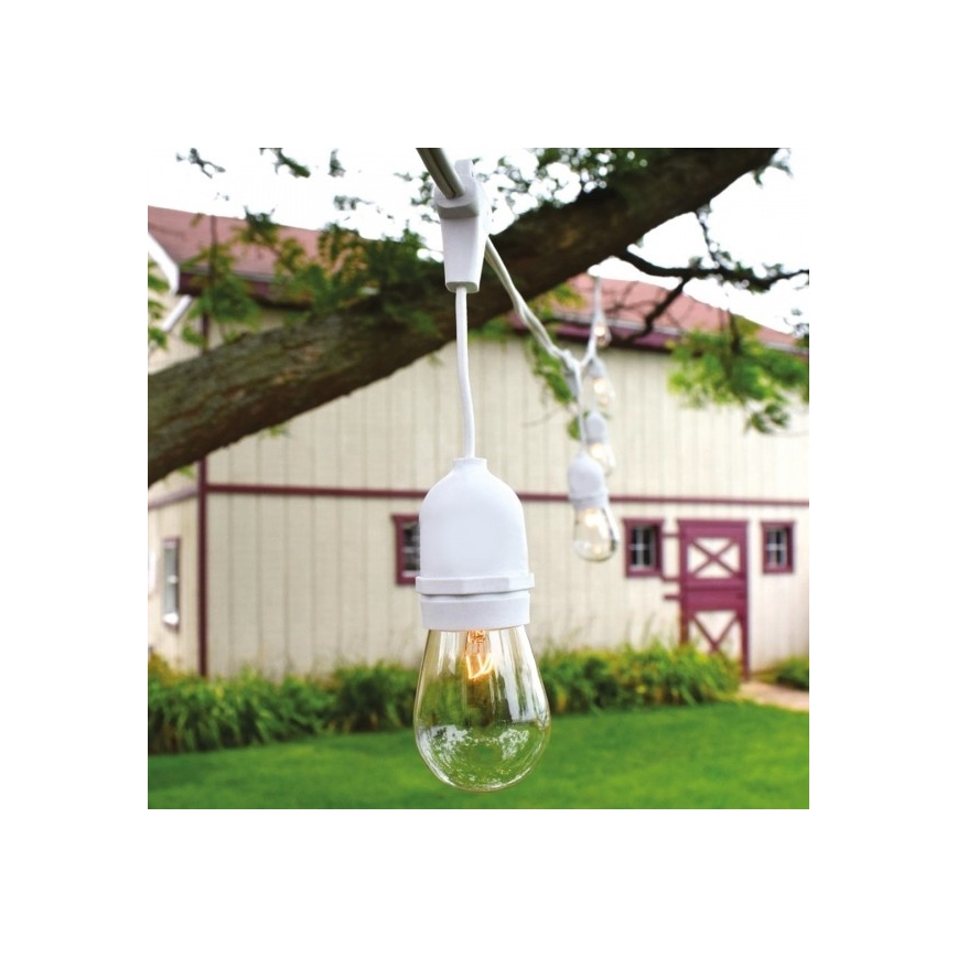 Kültéri fénylánc 15xE27/10W/230V 15 m IP44 fehér