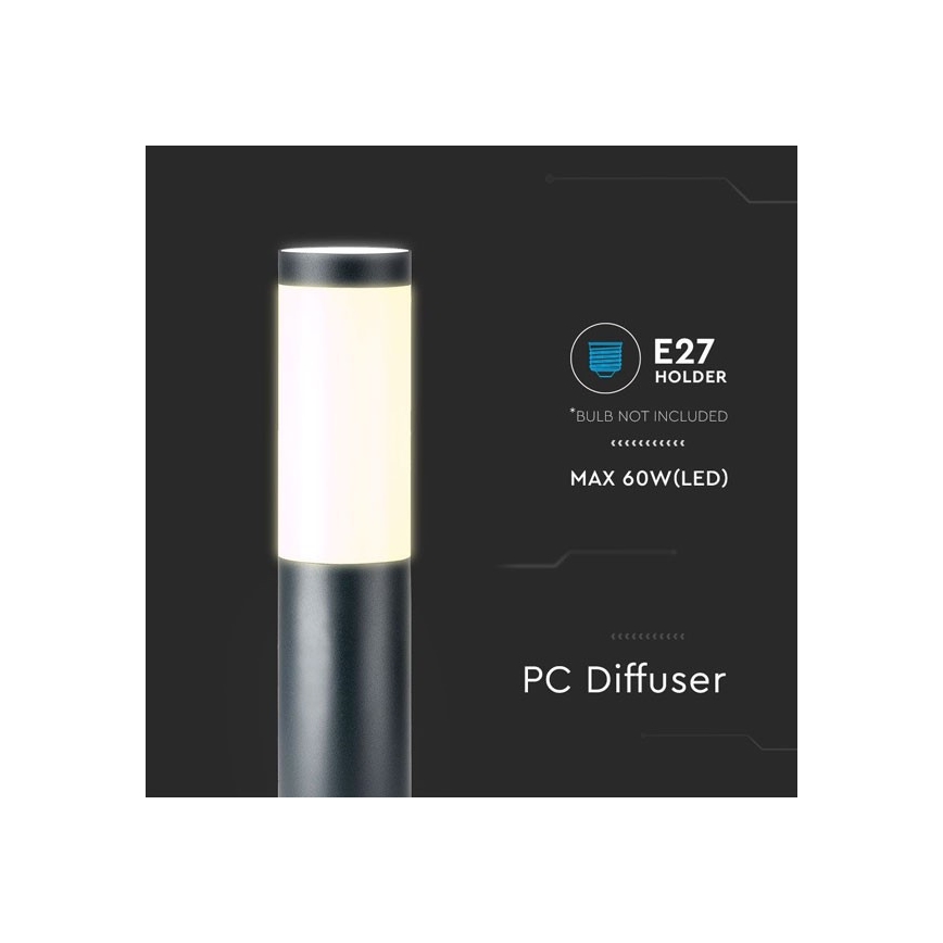 Kültéri lámpa 1xE27/60W/230V IP44 45cm antracit