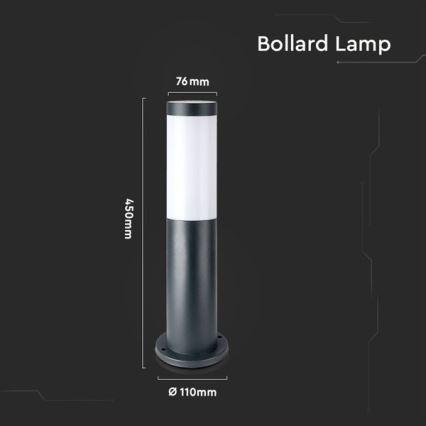 Kültéri lámpa 1xE27/60W/230V IP44 45cm antracit