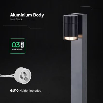 Kültéri lámpa 1xGU10/10W/230V IP44 50 cm fekete