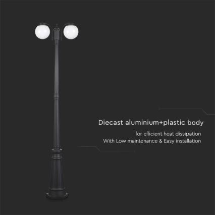 Kültéri lámpa 2xE27/60W/230V IP44 199 cm fekete