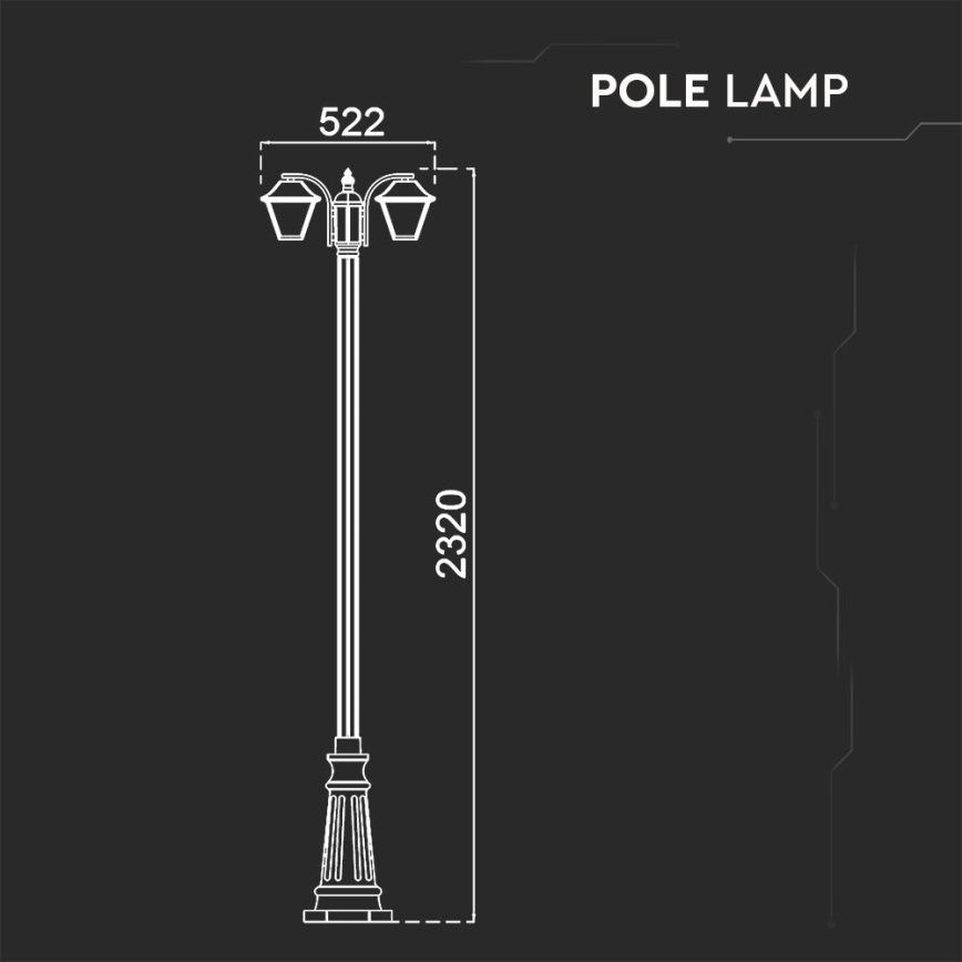 Kültéri lámpa 2xE27/60W/230V IP44 232 cm fekete