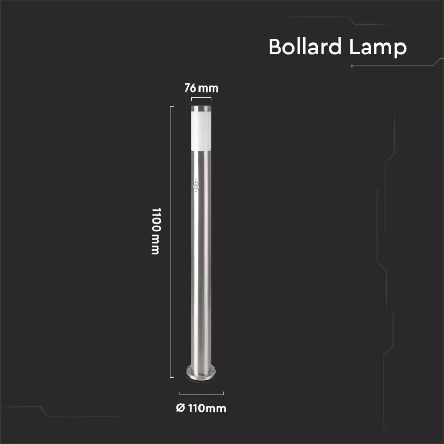 Kültéri lámpa érzékelővel 1xE27/60W/230V IP44 110cm matt króm