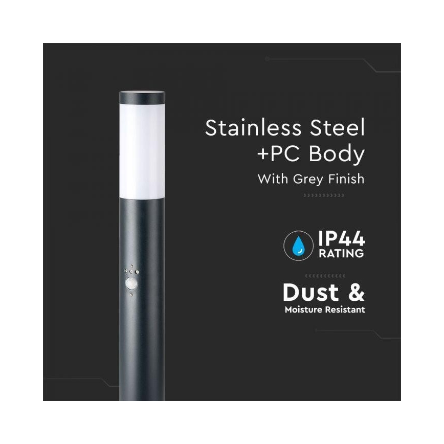 Kültéri lámpa érzékelővel 1xE27/60W/230V IP44 80cm antracit