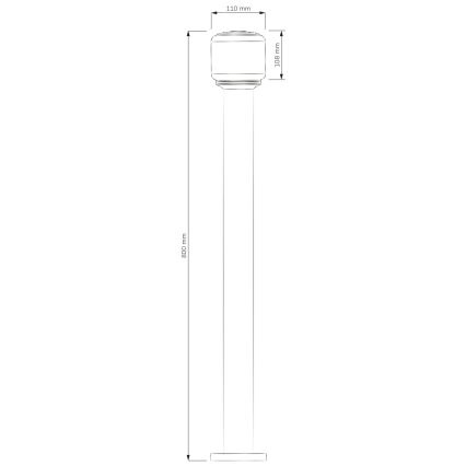 Kültéri lámpa MADRID 1xE27/12W/230V 80 cm IP44 fekete