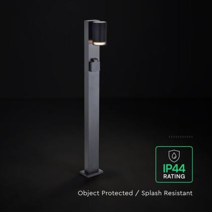 Kültéri lámpa SCHUKO aljzattal 1x GU10/10W/230V IP44 80 cm fekete