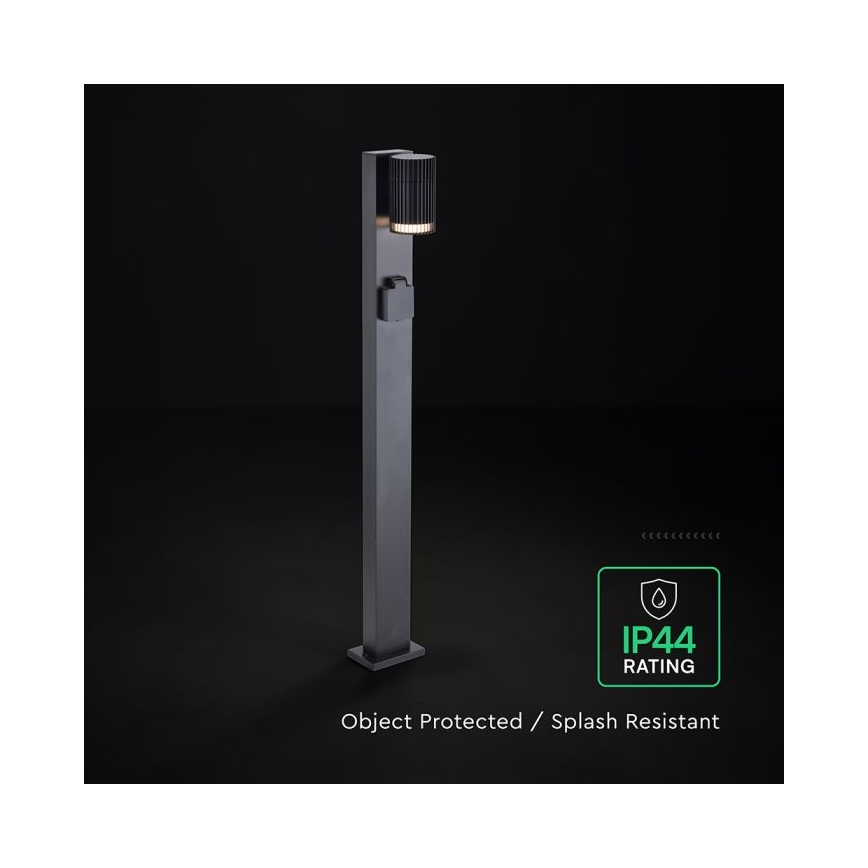 Kültéri lámpa SCHUKO aljzattal 1x GU10/10W/230V IP44 80 cm fekete
