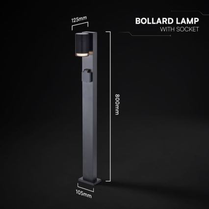 Kültéri lámpa SCHUKO aljzattal 1x GU10/10W/230V IP44 80 cm fekete