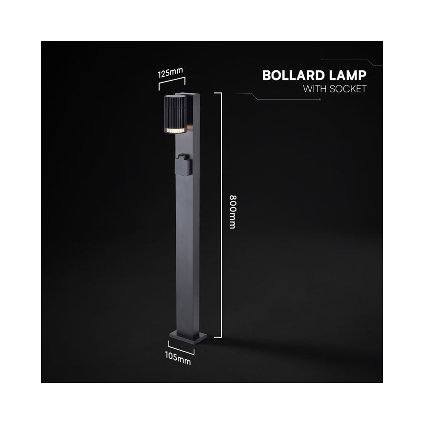 Kültéri lámpa SCHUKO aljzattal 1x GU10/10W/230V IP44 80 cm fekete