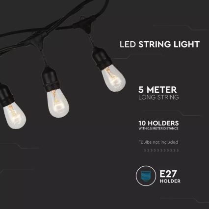 Kültéri lánc  STRING 5m 10xE27/40W/230V IP54