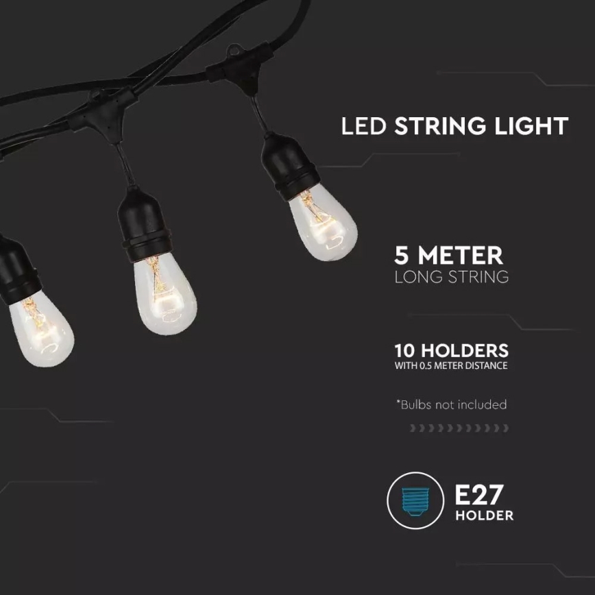 Kültéri lánc  STRING 5m 10xE27/40W/230V IP54