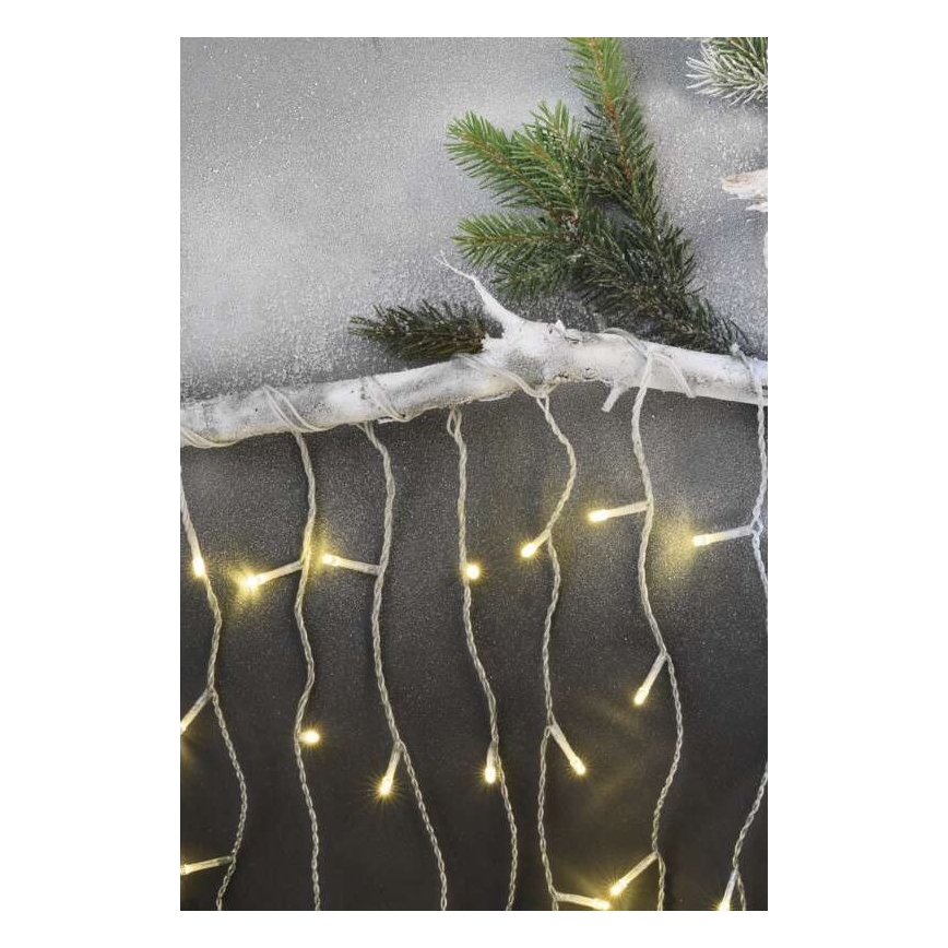 Kültéri LED fényfüzér, 300 LED, 8 üzemmód, 10 m, IP44, meleg fehér, távirányítóval