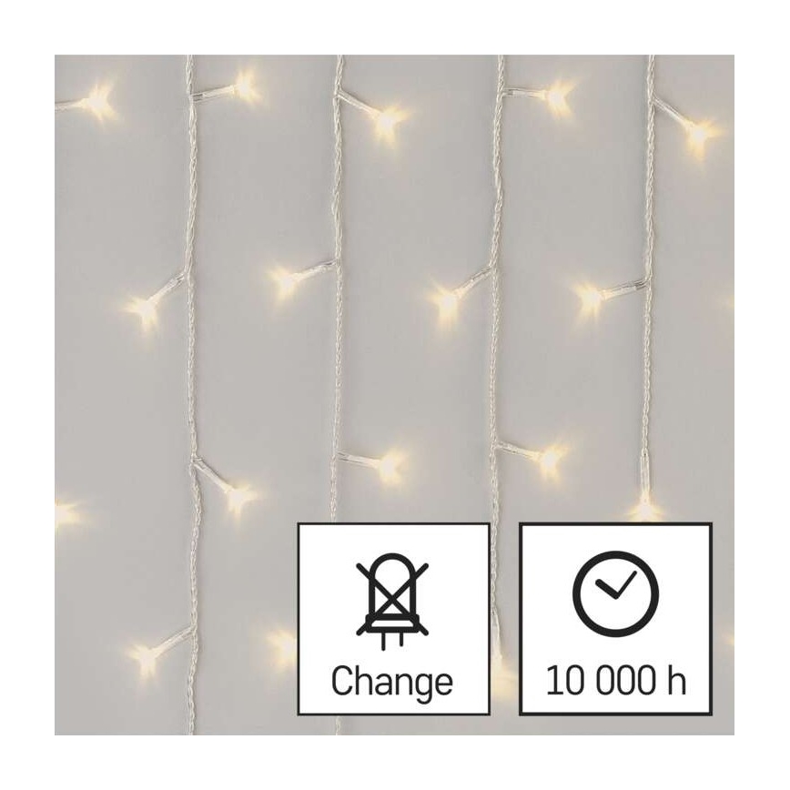 Kültéri LED fényfüzér, 300 LED, 8 üzemmód, 10 m, IP44, meleg fehér, távirányítóval