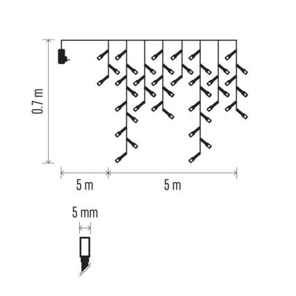 Kültéri LED fényfüzér, 300 LED, 8 üzemmód, 10 m, IP44, meleg fehér, távirányítóval
