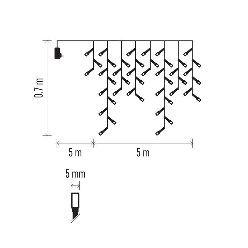 Kültéri LED fényfüzér, 300 LED, 8 üzemmód, 10 m, IP44, meleg fehér, távirányítóval