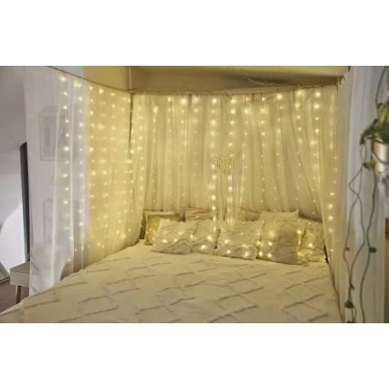 Kültéri LED fényfüzér 300 LED, 8 üzemmód, 5,9 m, IP44, meleg fehér