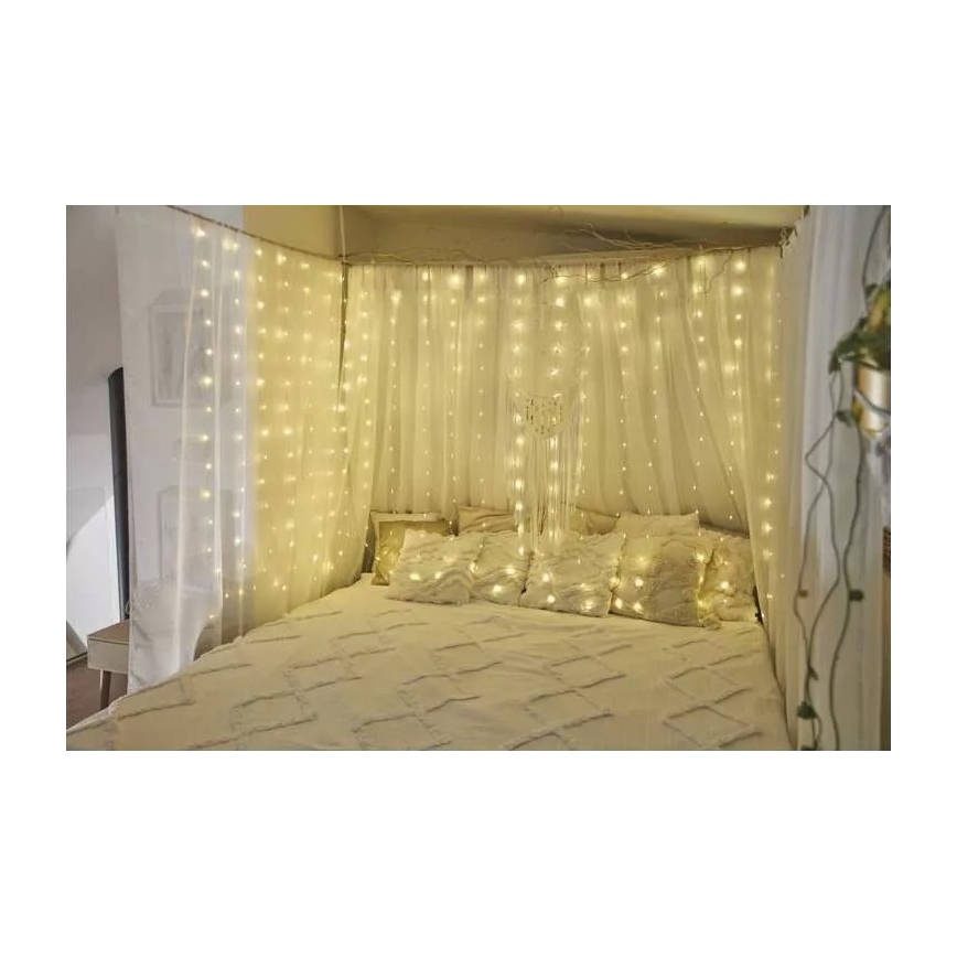 Kültéri LED fényfüzér 300 LED, 8 üzemmód, 5,9 m, IP44, meleg fehér