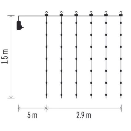 Kültéri LED fényfüzér 300 LED, 8 üzemmód, 5,9 m, IP44, meleg fehér