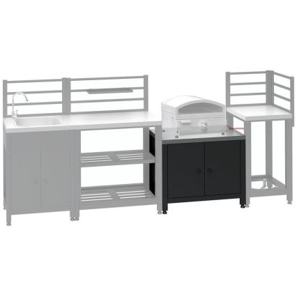 Kültéri modul grill alatti szekrény 80x47x69 cm fekete/rozsdamentes acél