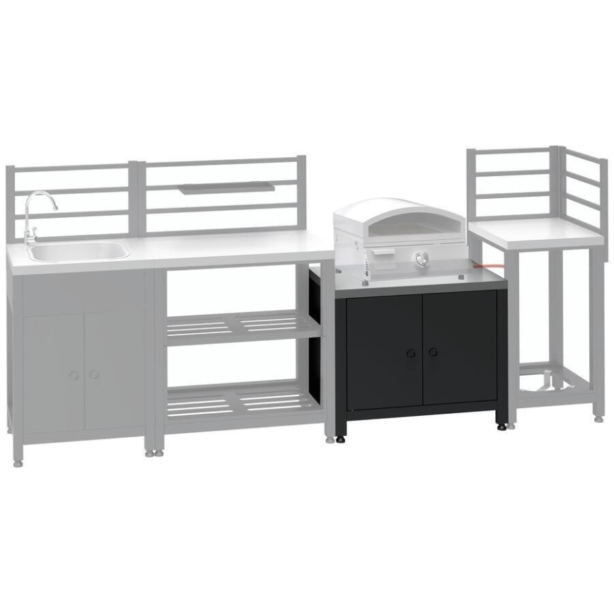 Kültéri modul grill alatti szekrény 80x47x69 cm fekete/rozsdamentes acél