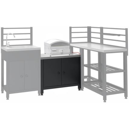 Kültéri modul grill alatti szekrény 80x47x69 cm fekete/rozsdamentes acél