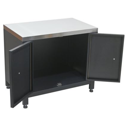 Kültéri modul grill alatti szekrény 80x47x69 cm fekete/rozsdamentes acél