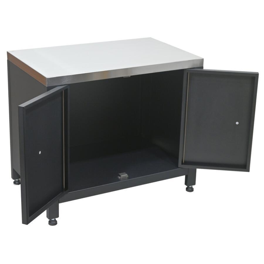 Kültéri modul grill alatti szekrény 80x47x69 cm fekete/rozsdamentes acél