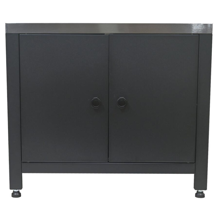 Kültéri modul grill alatti szekrény 80x47x69 cm fekete/rozsdamentes acél