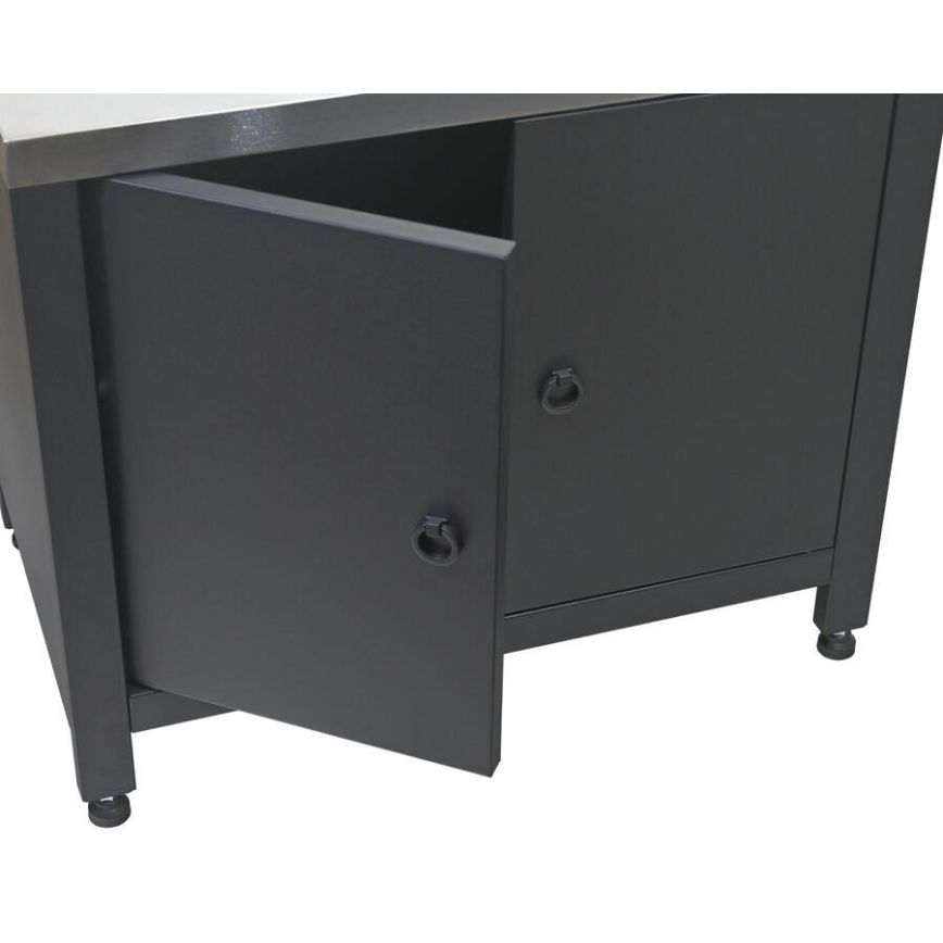 Kültéri modul grill alatti szekrény 80x47x69 cm fekete/rozsdamentes acél
