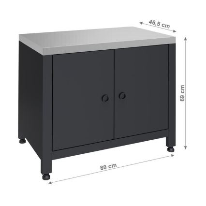 Kültéri modul grill alatti szekrény 80x47x69 cm fekete/rozsdamentes acél