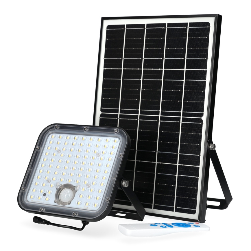 Kültéri napelemes reflektor érzékelővel LED/30W/6,4V 4000K IP65 6000 mAh + távirányítóval