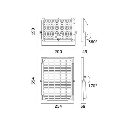 Kültéri napelemes reflektor érzékelővel LED/30W/6,4V 4000K IP65 6000 mAh + távirányítóval