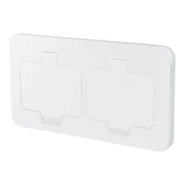 Kültéri, padlóba süllyeszthető dupla konnektor, IP55, fehér, téglalap alakú