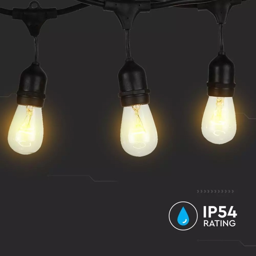 Kültéri STRING égősor 15 m 15×E27/25 W/230 V IP54